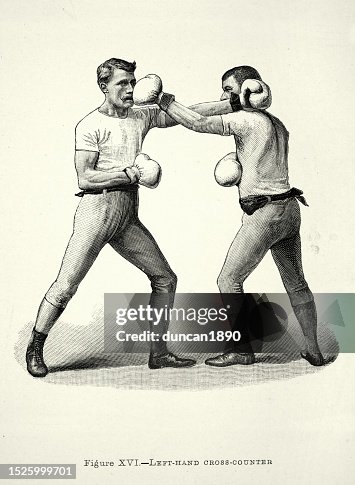 Boxing Positions Examples Two Boxers Boxing Positions Left Hand Cross Counter Punch Victorian ...