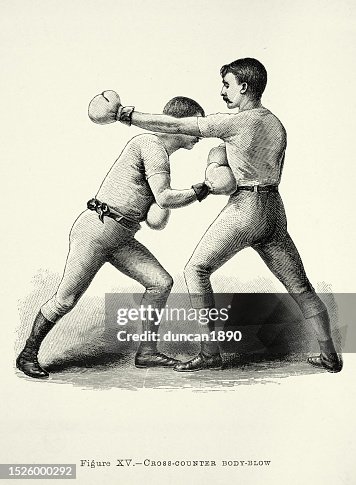Boxing Positions Examples Two Boxers Boxing Positions Cross Counter Body Blow Punch Victorian ...