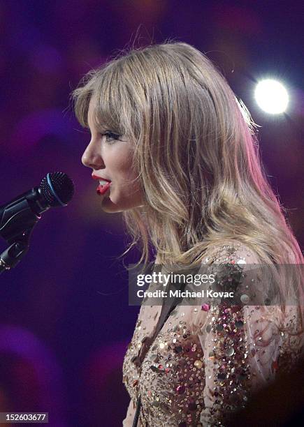 Singer Taylor Swift performs onstage during the 2012 iHeartRadio Music Festival at the MGM Grand Garden Arena on September 22, 2012 in Las Vegas,...