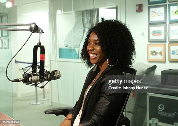 Olympic medalist Shelly-Ann Fraser-Pryce invades "The Whoolywood Shuffle" at SiriusXM Studio on September 18, 2012 in New York City.