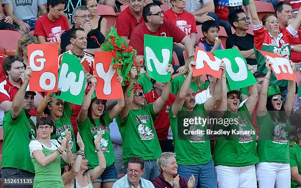 Seagulls fans show their support during the Intrust Super Cup Grand Final match between the Wynnum Manly Seagulls and the Redcliffe Dolphins at...