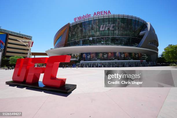 General view outside T-Mobile Arena prior to the UFC 290 event on July 08, 2023 in Las Vegas, Nevada.