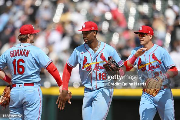Jordan Walker of the St. Louis Cardinals celebrates the 3-0 win News  Photo - Getty Images