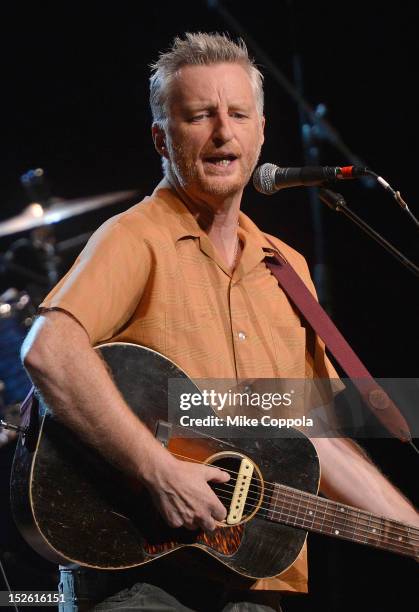 Musician Billy Bragg performs during the 'This Land Is Your Land' Woody Guthrie At 100 Concert as part of the Woody Guthrie Centennial Celebration at...