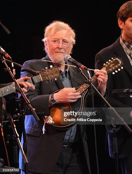 Musician John Cohen performs during the 'This Land Is Your Land' Woody Guthrie At 100 Concert as part of the Woody Guthrie Centennial Celebration at...