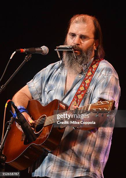 Singer/songwriter Steve Earle performs during the 'This Land Is Your Land' Woody Guthrie At 100 Concert as part of the Woody Guthrie Centennial...