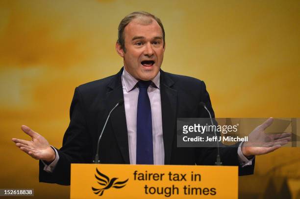 Edward Davey Secretary of State for Energy and Climate Change speaks at the Liberal Democrat conference on September 23,2012 in Brighton, England....