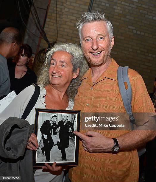 Nora Guthrie and Billy Bragg pose backstage during the 'This Land Is Your Land' Woody Guthrie At 100 Concert as part of the Woody Guthrie Centennial...