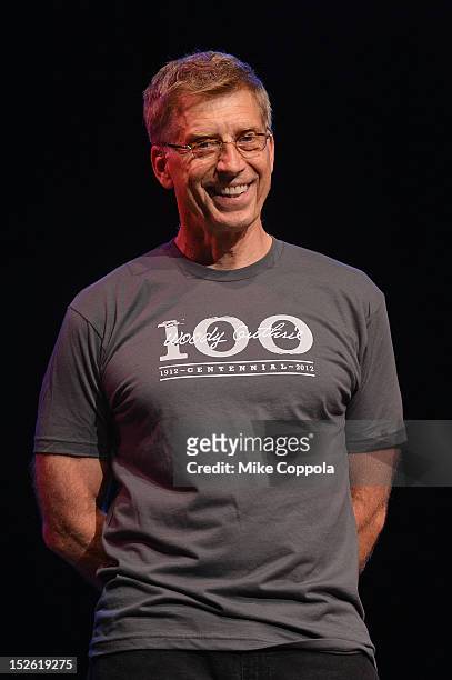 Bob Santelli speaks during the 'This Land Is Your Land' Woody Guthrie At 100 Concert as part of the Woody Guthrie Centennial Celebration at The...