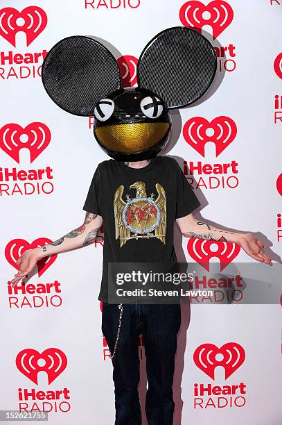 Recording artist Joel Zimmerman aka Deadmau5 poses in the press room at the iHeartRadio Music Festival at the MGM Grand Garden Arena September 21,...