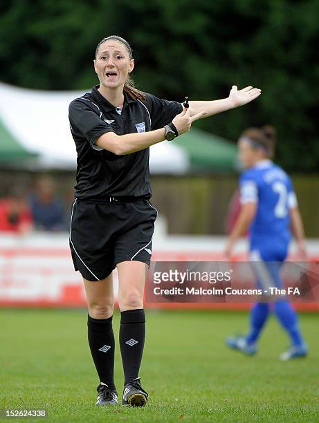 23rd: Referee Sian Massey during the FA Womens Super League football match between Lincoln Ladies and Everton Ladies, on September 23rd, 2012 in...