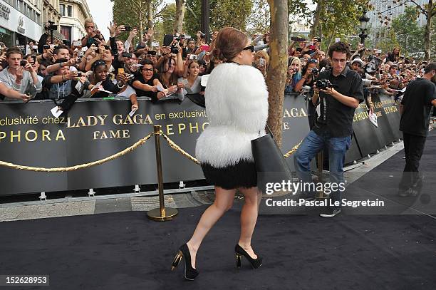 Lady Gaga attends 'Fame' Eau De Parfum Launch at Sephora Champs-Elysees on September 23, 2012 in Paris, France.