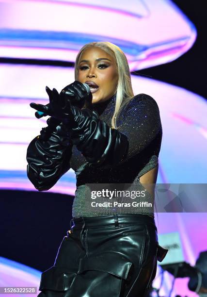 Rapper Eve performs onstage during night 3 of the 2023 ESSENCE Festival Of Culture™ at Caesars Superdome on on July 02, 2023 in New Orleans,...