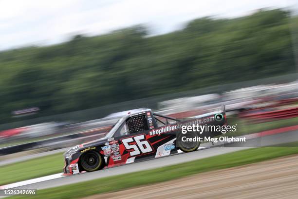 Timmy Hill, driver of the ShopHillMotorsports.com Toyota, drives during the NASCAR Craftsman Truck Series O'Reilly Auto Parts 150 at Mid-Ohio Sports...