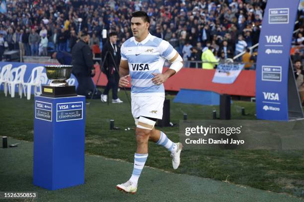 Pablo Matera of Argentina enters the pitch prior to a Rugby Championship match between Argentina Pumas and New Zealand All Blacks at Estadio Malvinas...