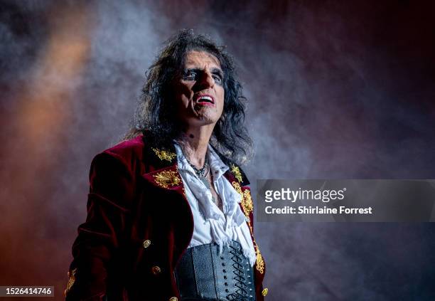 Alice Cooper of Hollywood Vampires performs at Manchester Arena on July 08, 2023 in Manchester, England.