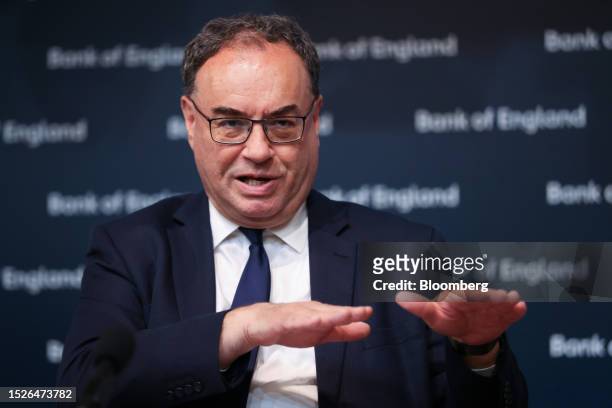 Andrew Bailey, governor of the Bank of England , speaks during a financial stability report news conference at the central bank's headquarters in the...