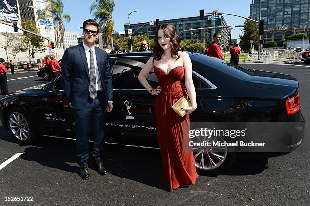 Actors Nick Zano and Kat Dennings arrive at Audi at The 64th Primetime Emmy Awards at Nokia Theatre L.A. Live on September 23, 2012 in Los Angeles,...
