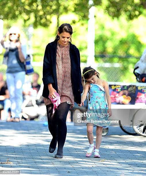 Katie Holmes and Suri Cruise visit McCarren Park in Brooklyn on September 23, 2012 in New York City.
