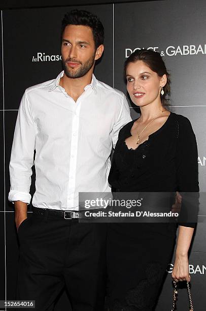 Noah Mills and Laetitia Casta attend the Dolce & Gabbana Perfume Launch as part of Milan Fashion Week Womenswear S/S 2013 at La Rinascente on...