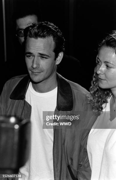 Luke Perry and Minnie Sharp attend an event at the headquarters of the Academy of Motion Picture Arts and Sciences in Beverly Hills, California, on...