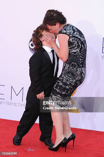 Actor Peter Dinklage and Erica Schmidt arrive at the 64th Primetime Emmy Awards at Nokia Theatre L.A. Live on September 23, 2012 in Los Angeles,...