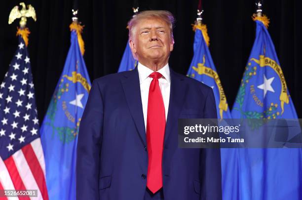 Former U.S. President and Republican presidential candidate Donald Trump prepares to deliver remarks at a Nevada Republican volunteer recruiting...