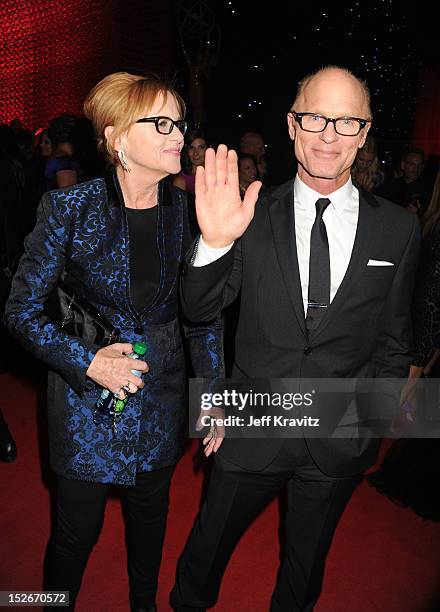Actors Amy Madigan and Ed Harris attend the 64th Primetime Emmy Awards Governors Ball at Los Angeles Convention Center on September 23, 2012 in Los...