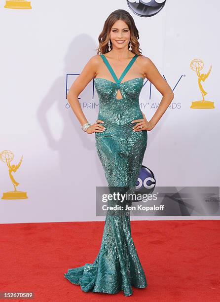 Actress Sofia Vergara arrives at the 64th Primetime Emmy Awards at Nokia Theatre L.A. Live on September 23, 2012 in Los Angeles, California.