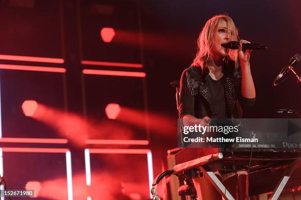 Singer Emily Haines of the band Metric performs at Radio City Music Hall on September 23, 2012 in New York City.