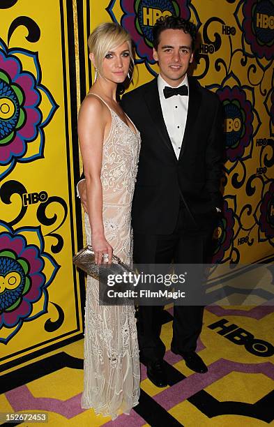 Ashlee Simpson and Vincent Piazza arrive at HBO's Official After Party at The Plaza at the Pacific Design Center on September 23, 2012 in Los...