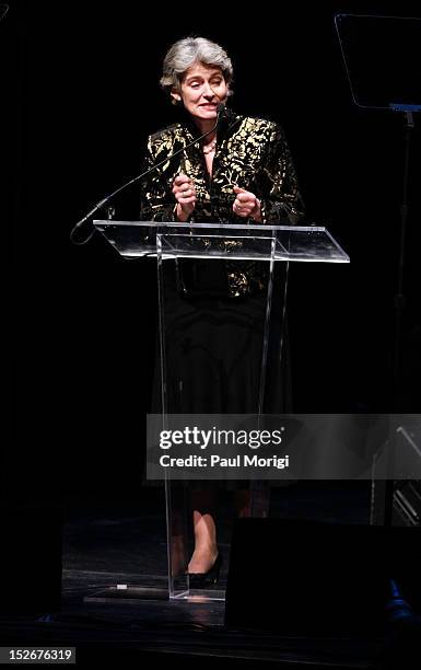 Director-General Irina Bokova makes a few remarks at the Thelonious Monk International Jazz Drums Competition and Gala Concert at The Kennedy Center...