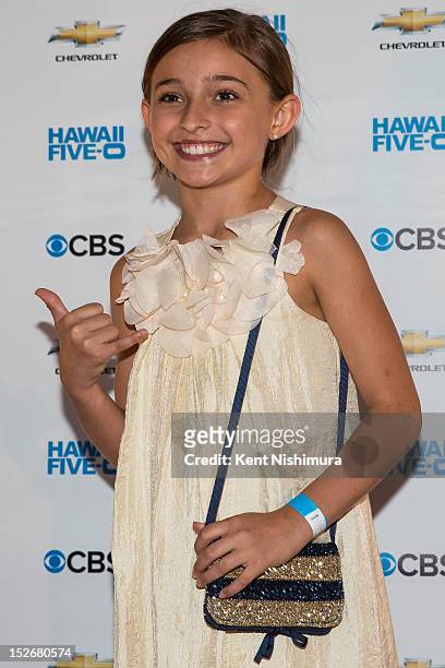 Teilor Grubbs arrives for the premiere of CBS' "Hawaii Five-O" Season 3 at Sunset on the Beach on Waikiki Beach on September 23, 2012 in Waikiki,...