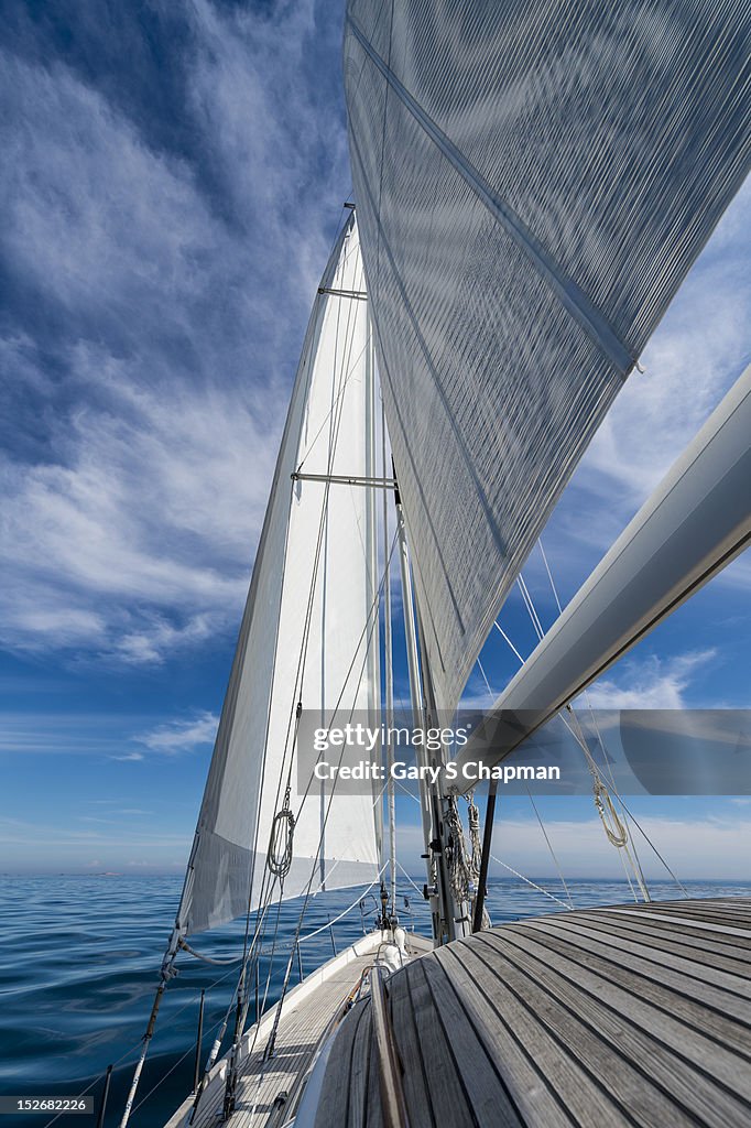 Bow of 62 ft sailboat