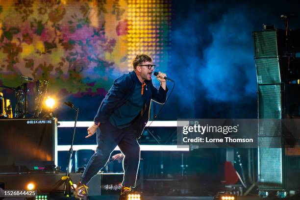 Damon Albarn of Blur performs at Wembley Stadium on July 08, 2023 in London, England.