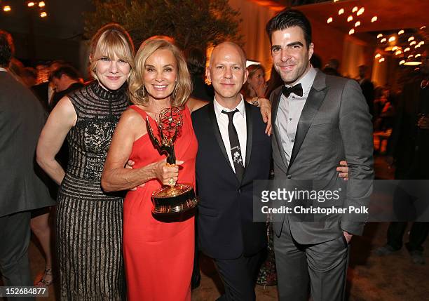 Actresses Lily Rabe, Jessica Lange, producer/creator Ryan Murphy, and Zachary Quinto attend the FOX Broadcasting Company, Twentieth Century FOX...