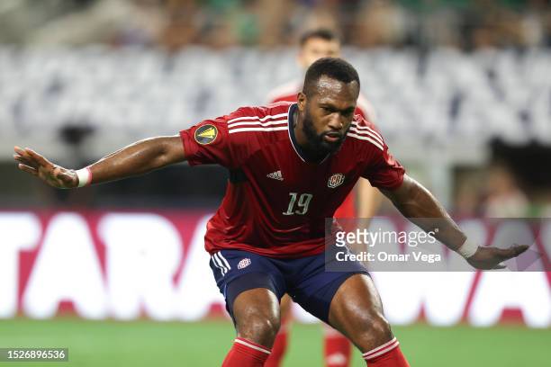 Kendall Waston of Costa Rica gestures during the quarterfinal match between Mexico and Costa Rica as part of 2023 CONCACAF Gold Cup at AT&T Stadium...