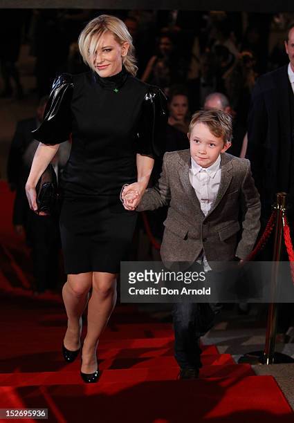 Cate Blanchett and son Roman arrive at the 2012 Helpmann Awards at the Sydney Opera House on September 24, 2012 in Sydney, Australia.