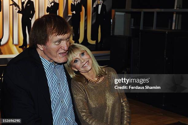 Richard Kiel and Britt Ekland attend a photocall to announce the Bond 50 Blu-ray collection at HMV, Oxford Street on September 24, 2012 in London,...