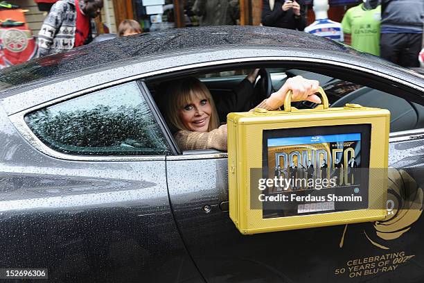 Britt Ekland attends a photocall to announce the Bond 50 Blu-ray collection at HMV, Oxford Street on September 24, 2012 in London, England.