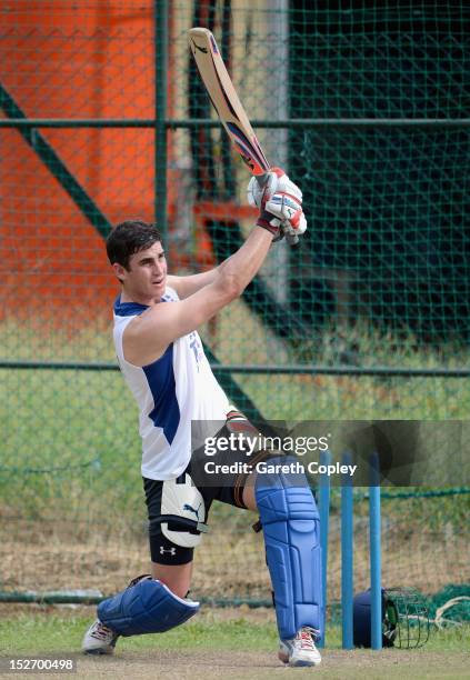 Craig Kieswetter of England bats during a nets session at P Sara Oval on September 24, 2012 in Colombo, Sri Lanka.