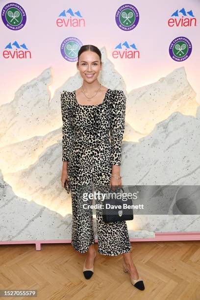 Emma Louise Connolly poses in the evian VIP Suite At Wimbledon 2023 on July 12, 2023 in London, England.