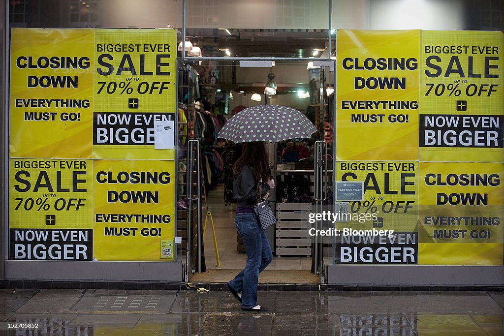 High Street Stores As The U.K. Economy Recovery Slows