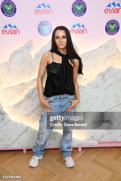 Daisy Maskell poses in the evian VIP Suite At Wimbledon 2023 on July 12, 2023 in London, England.