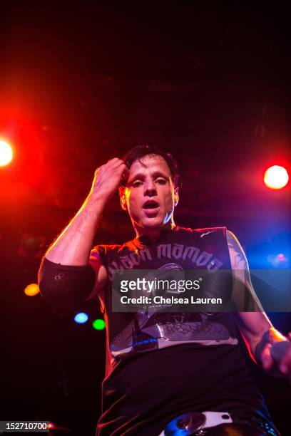 Vocalist Jay Gordon of Orgy performs at The Roxy Theatre on September 23, 2012 in West Hollywood, California.