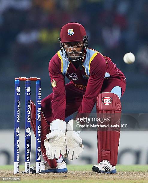 Denesh Ramdin of the West Indies in action during the ICC World Twenty20 2012 Group B match between West Indies and Ireland at R. Premadasa Stadium...