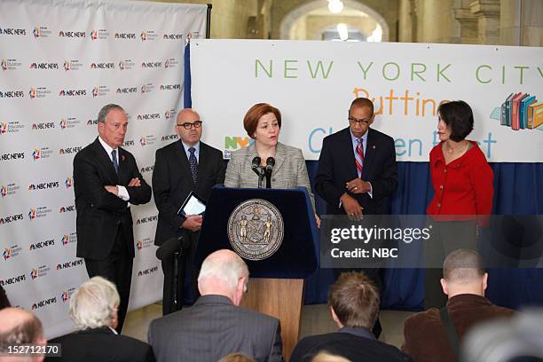 Education Nation: New York Summit, Day 2 -- Pictured: New York Mayor Michael Bloomberg, Ronald Richter, Christine Quinn, Dennis Walcott at NBC News'...