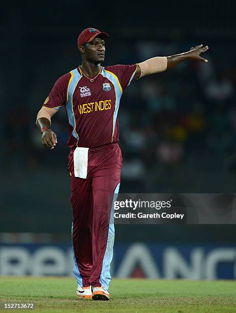 West Indies captain Darren Sammy directs his field during the ICC World Twenty20 2012 Group B match between the West Indies and Ireland at R....