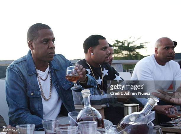 Jay Z and 'OG' Juan Perez attend the Jay-Z And Beyonce Summer Ends With D'USSE Cognac Cocktails Celebration at La Marina Restaurant Bar Beach Lounge...
