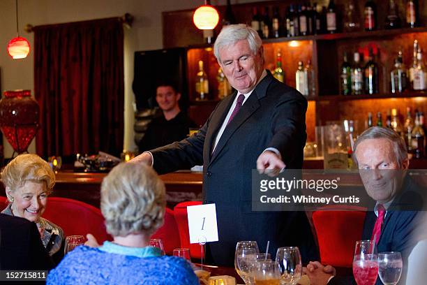 Conservative activist Phyllis Schlafly , former Speaker of the House Newt Gingrich and U.S. Rep. Todd Akin attend a fundraiser for Akin on September...